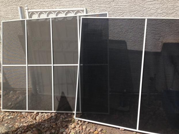 What a DIFFERENCE Squeegee & Me makes on your solar and bug screens! (The one on the right is the clean one). 